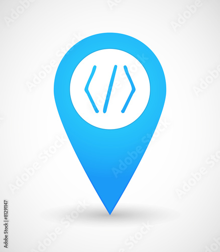 Map mark icon with a code sign