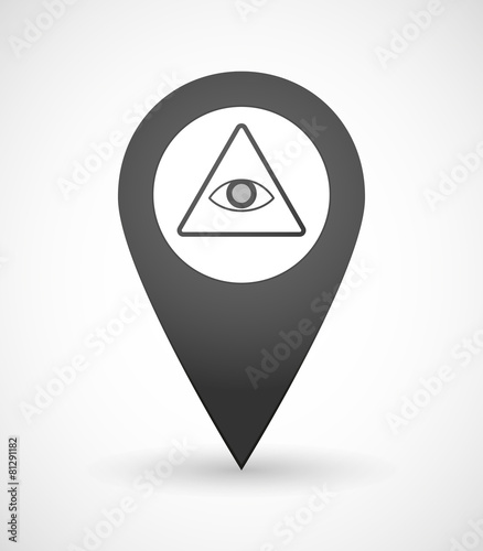 Map mark icon with an All Seeing Eye sign