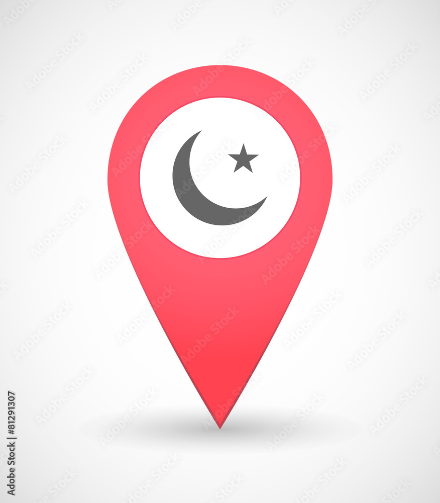 Map mark icon with an islamic sign Map mark icon with an islamic sign