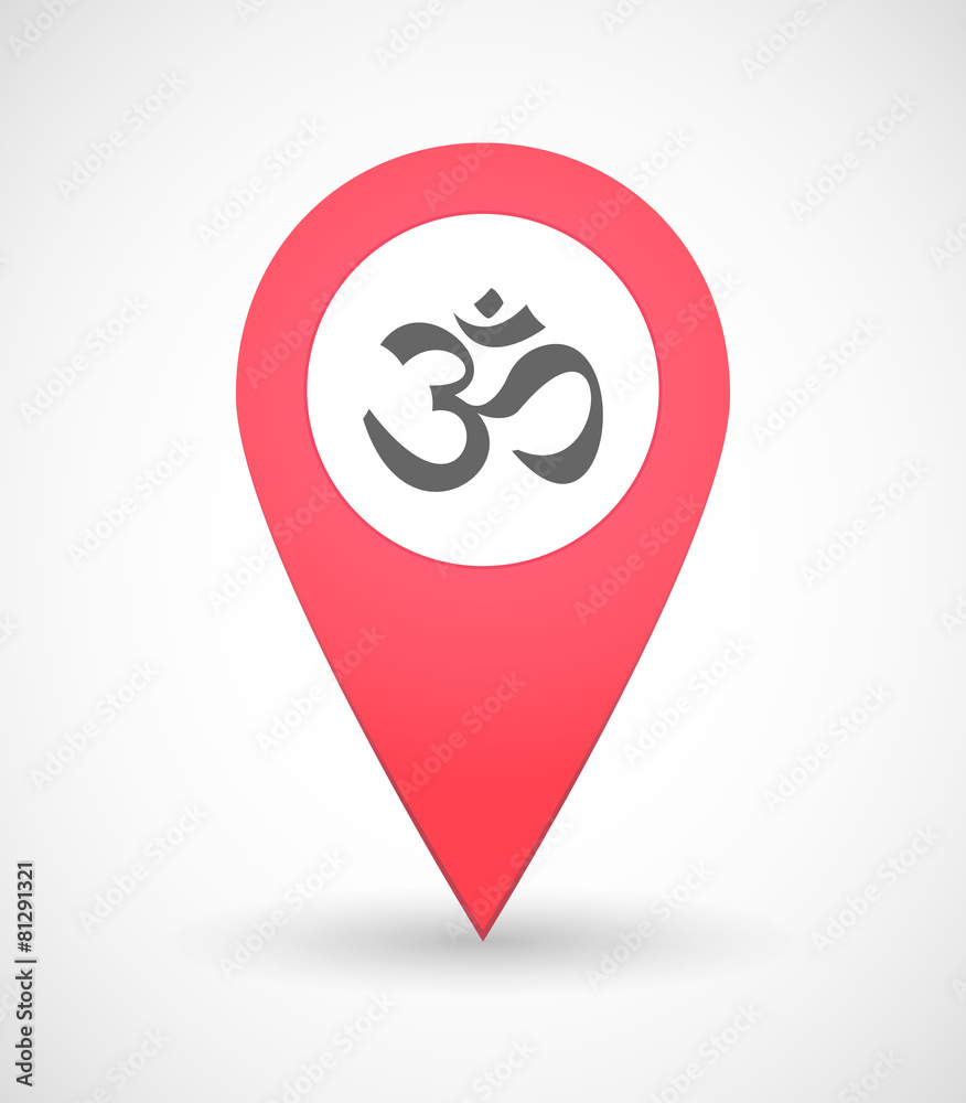 Map mark icon with an om sign Map mark icon with an om sign