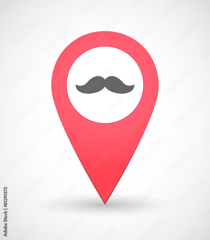 Map mark icon with a moustache Map mark icon with a moustache
