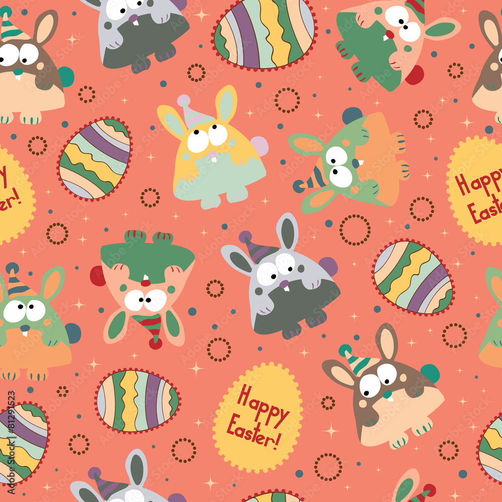 Seamless pattern with Easter eggs and bunnies. Seamless pattern with Easter eggs and bunnies.