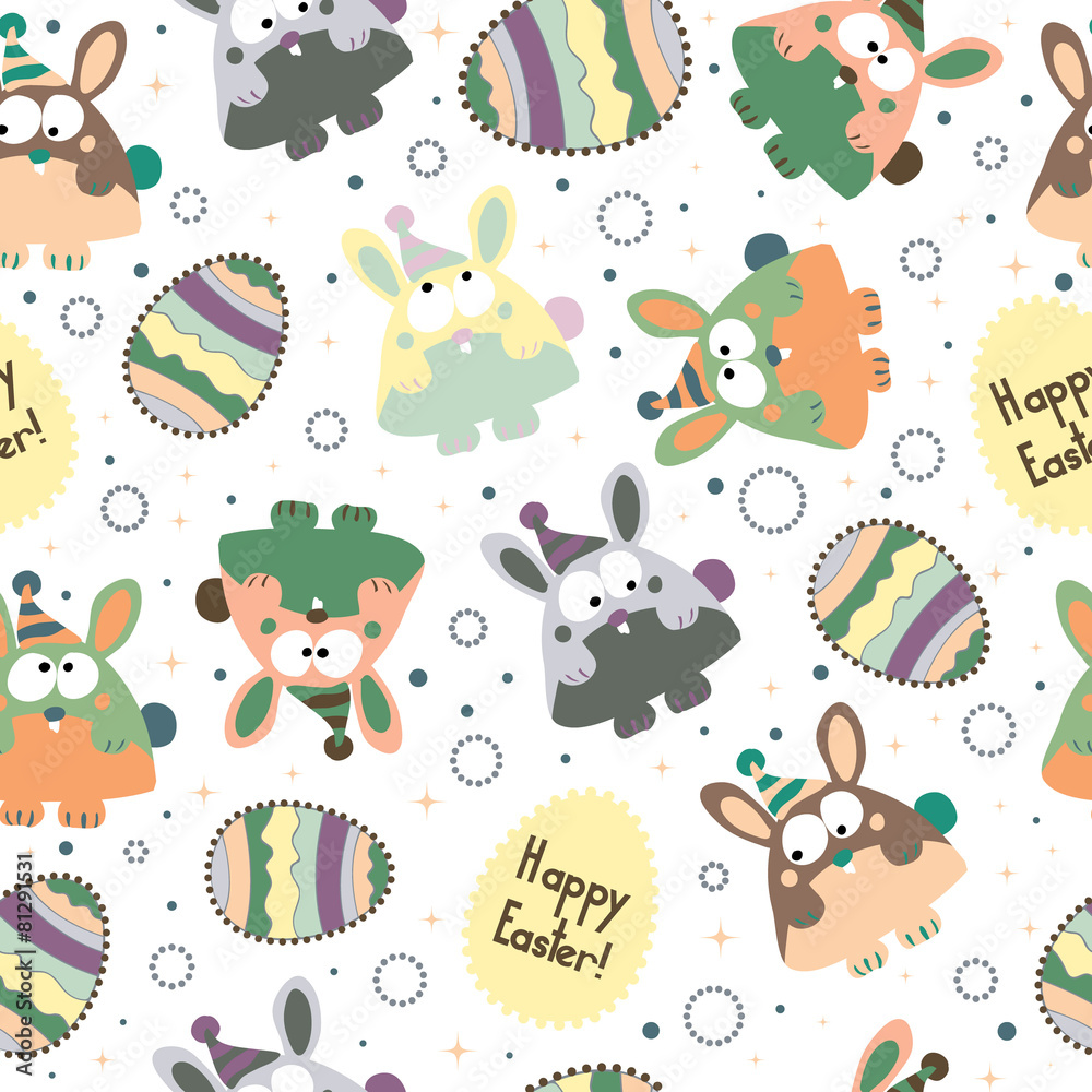 Obraz premium Seamless pattern with Easter eggs and bunnies.