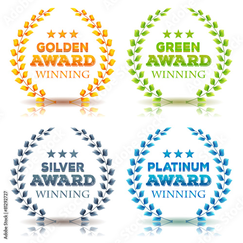 Awards Winning And Laurel Leaves Set