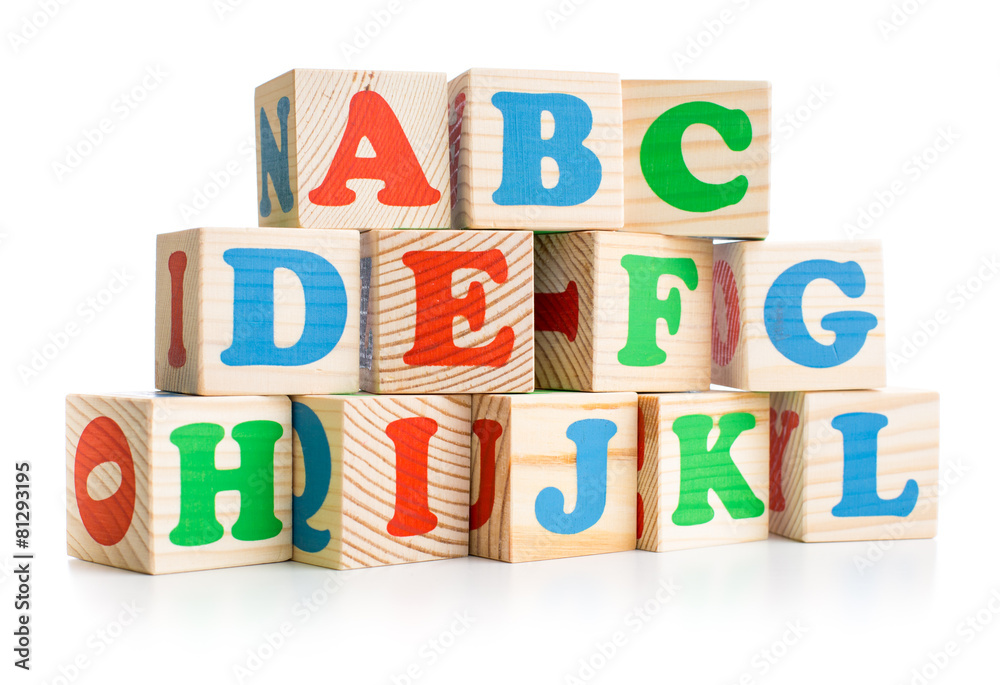 alphabet wood bricks tower or wall isolated on white alphabet wood bricks tower or wall isolated on white