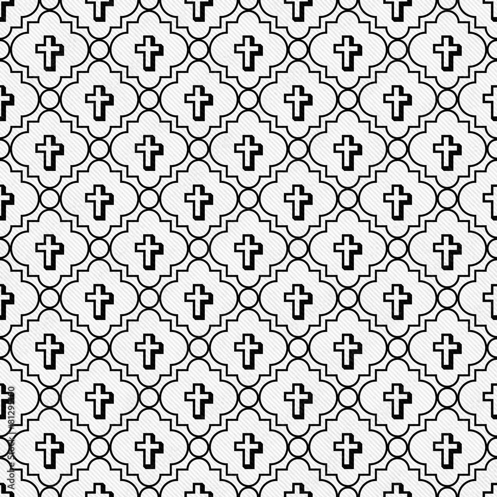 Black and White Cross Symbol Tile Pattern Repeat Background Black and White Cross Symbol Tile Pattern Repeat Background