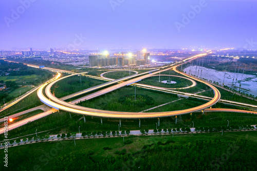 night view of the bridge and city in shanghai china