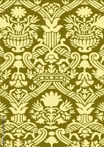 Khaki and yellow seamless pattern floral background
