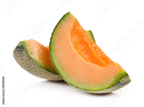 cantalupe melon on a white background