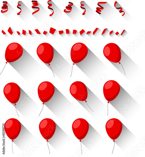 Set of flat celebration balloons.