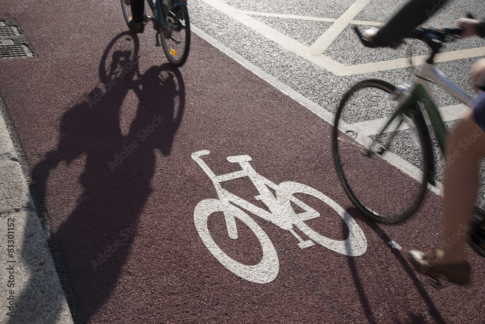 Cycle Lane with Cyclist in Dublin