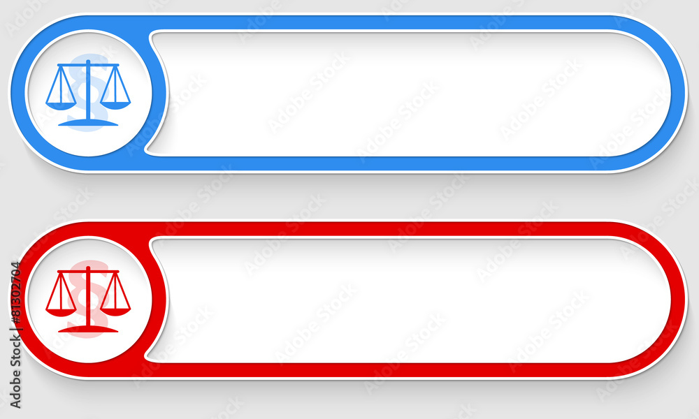 Blue and red vector abstract buttons and law icon Blue and red vector abstract buttons and law icon