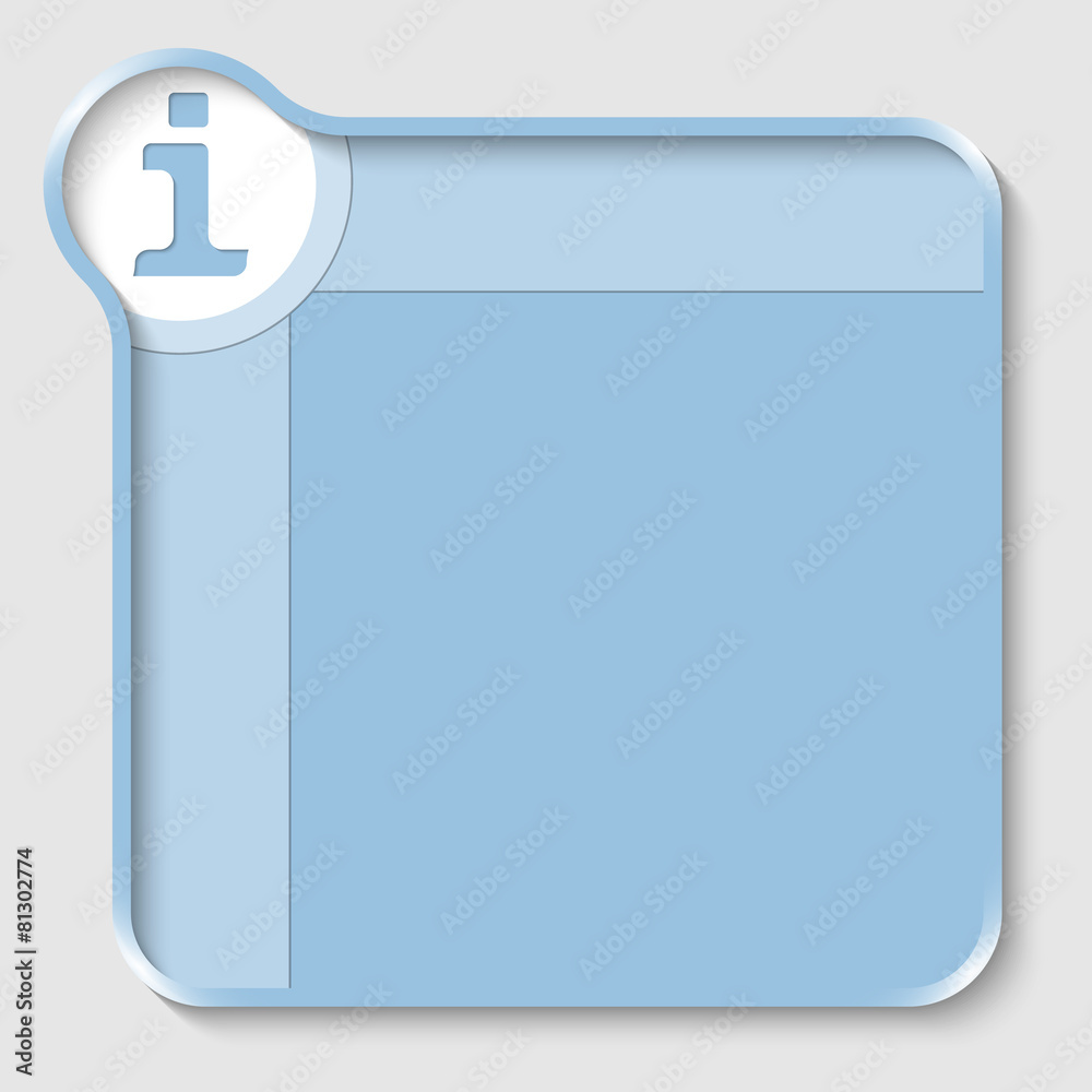 blue text box for entering text and info icon blue text box for entering text and info icon