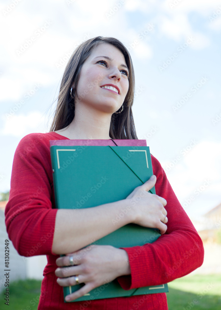 Fototapeta premium Attractive cool college girl outside