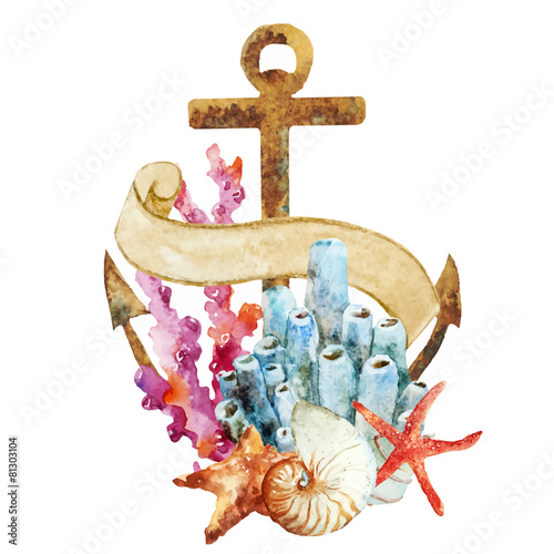 Anchor with corals photo