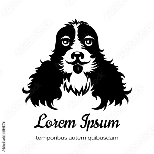 English cocker spaniel black dog logo