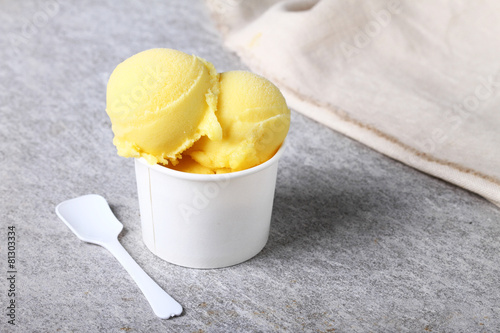 Canvastavla passion fruit sorbet in white cup