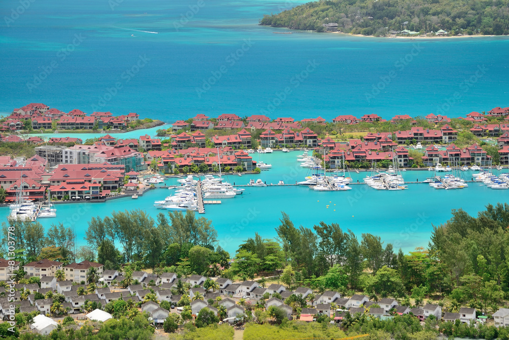 Fototapeta premium Luxury residency and marina in Eden island, Seychelles.
