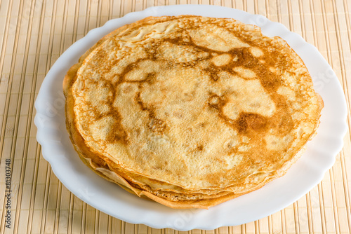 stack of pancakes on a plate close up