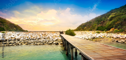 Wallpaper Mural Wooden walkway at beach Torontodigital.ca
