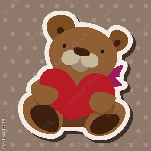 Valentine s day present bear flat icon elements background eps10