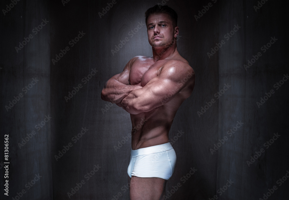 Muscular Man Wearing White Boxer Shorts