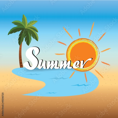 Summer holiday poster sunlight with coconut tree and sea