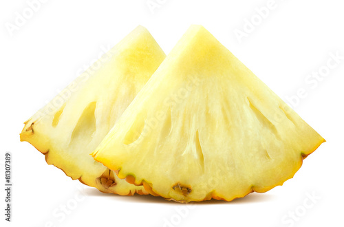 Pineapple quarters isolated on white background