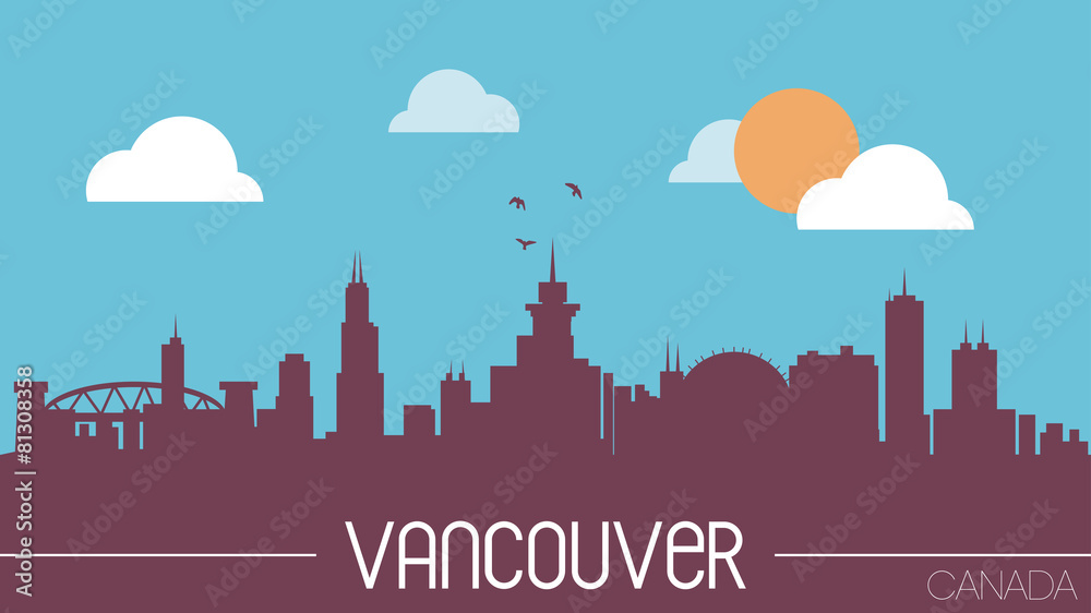 Vancouver Canada skyline silhouette vector illustration