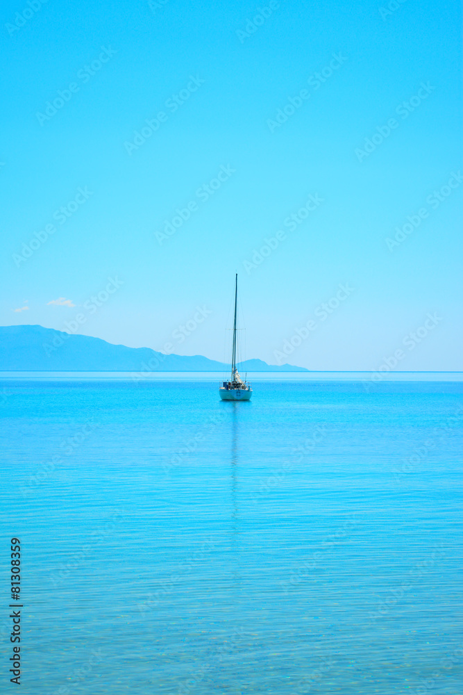 boat in the blue sea