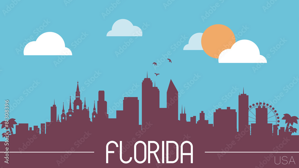 Florida USA skyline silhouette vector illustration