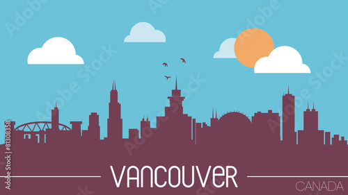 Photography Vancouver Canada skyline silhouette vector illustration