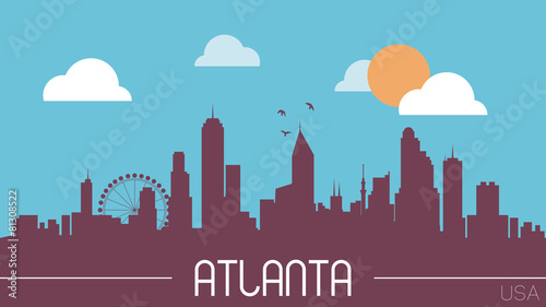 Atlanta USA skyline silhouette flat design vector photo