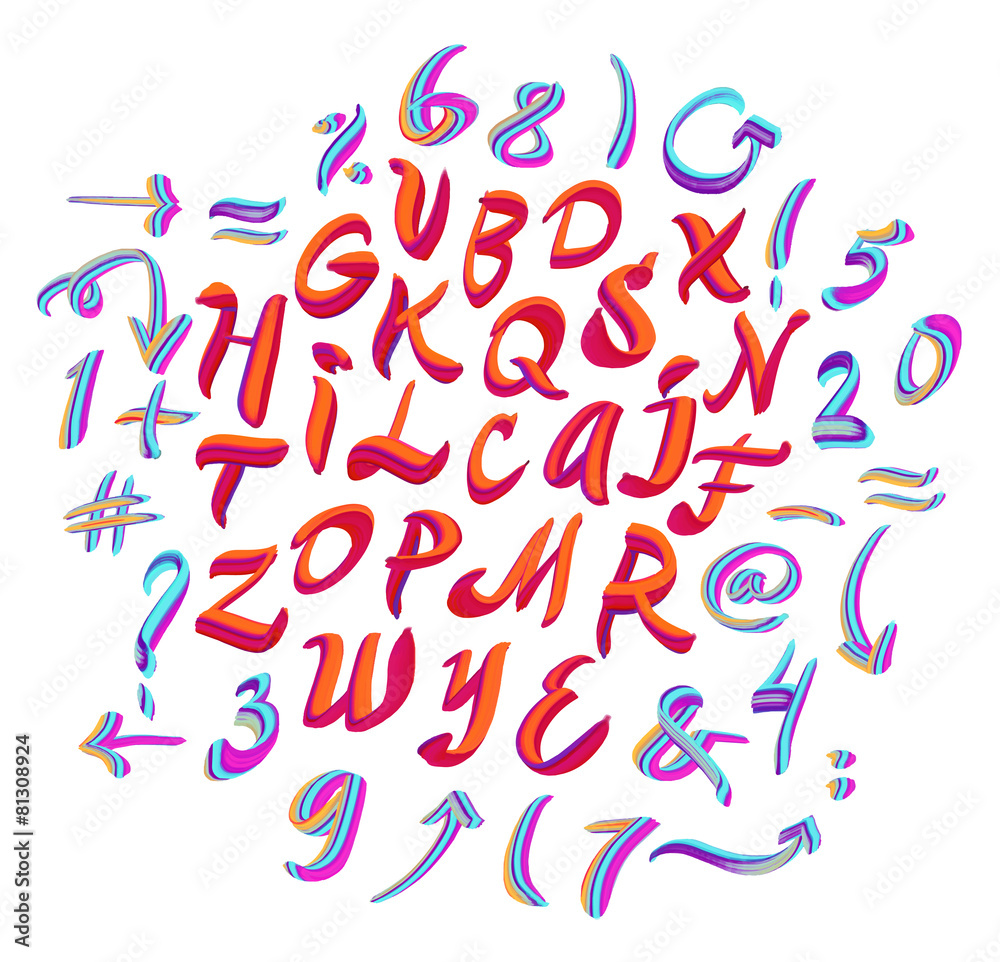 Vector alphabet. Hand drawn letters. Letters of the alphabet written with a oil paint. Vector alphabet. Hand drawn letters. Letters of the alphabet written with a oil paint.