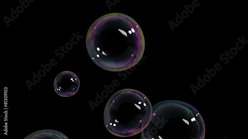 Beautiful Air Bubbles rising on black background. HD 1080.