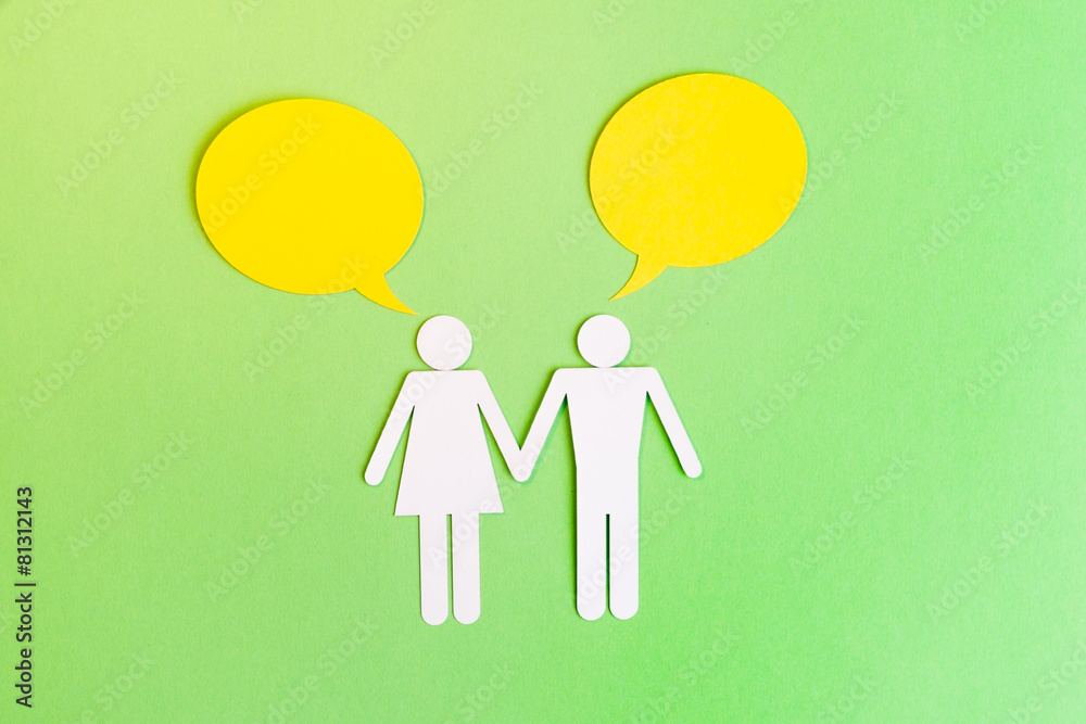 Paper Cut Symbols - Couple with Bubble Speech Paper Cut Symbols - Couple with Bubble Speech
