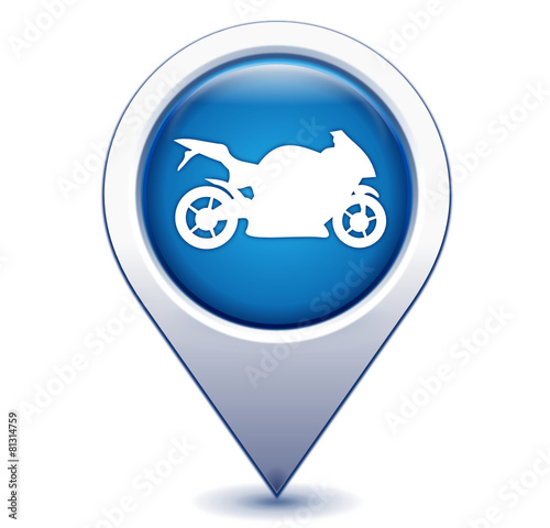moto sportive sur marqueur géolocalisation bleu