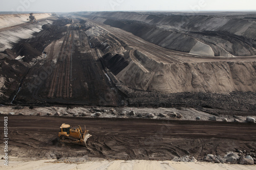 Open-pit coal mining near Cottbus, Brandenburg, Germany.
