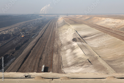 Open-pit coal mining near Cottbus, Brandenburg, Germany.