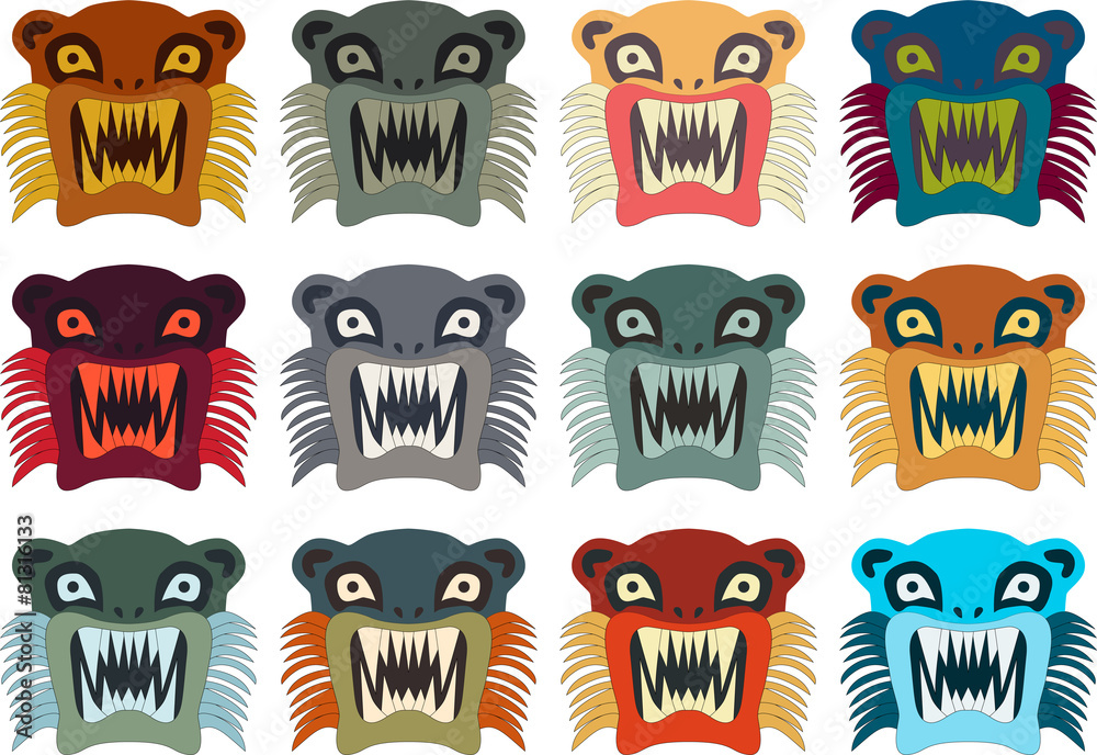 Vector illustration set of Inca style monster Vector illustration set of Inca style monster