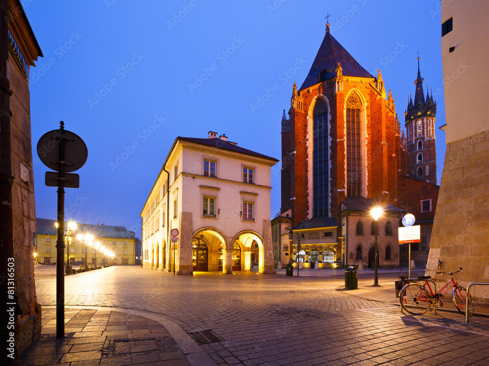 Naklejka premium Basilica in the old town of Krakow, Poland.