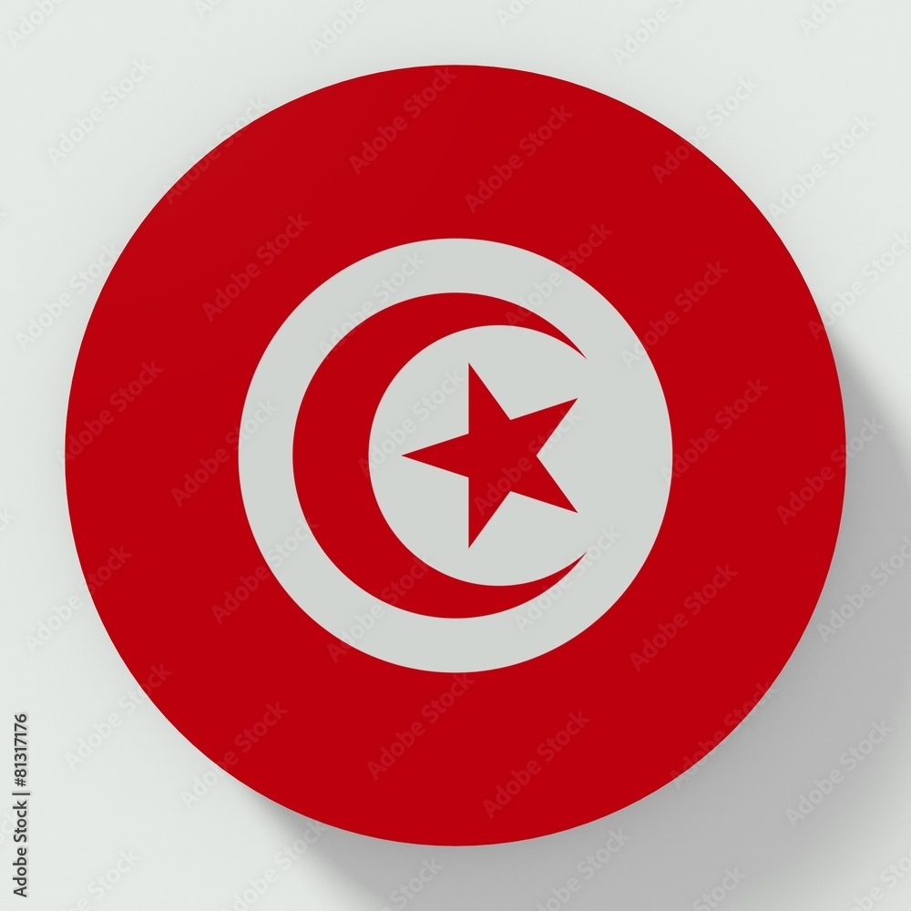 Button Tunisia flag isolated on white background Button Tunisia flag isolated on white background