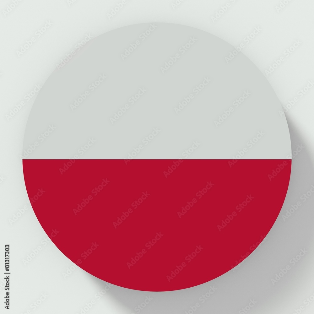 Button Poland flag isolated on white background Button Poland flag isolated on white background