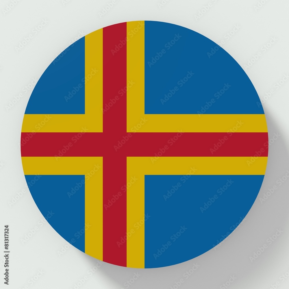 Button Aland Islands flag isolated on white background Button Aland Islands flag isolated on white background