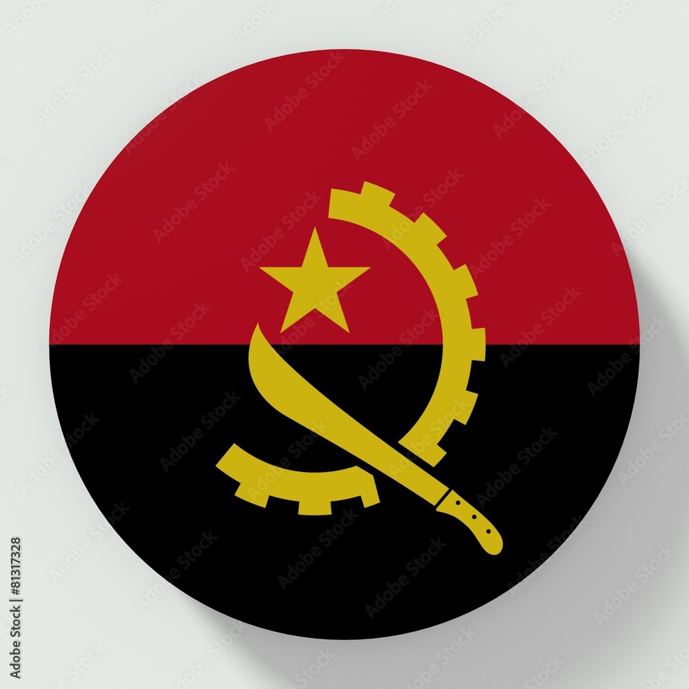 Button Angola flag isolated on white background Button Angola flag isolated on white background
