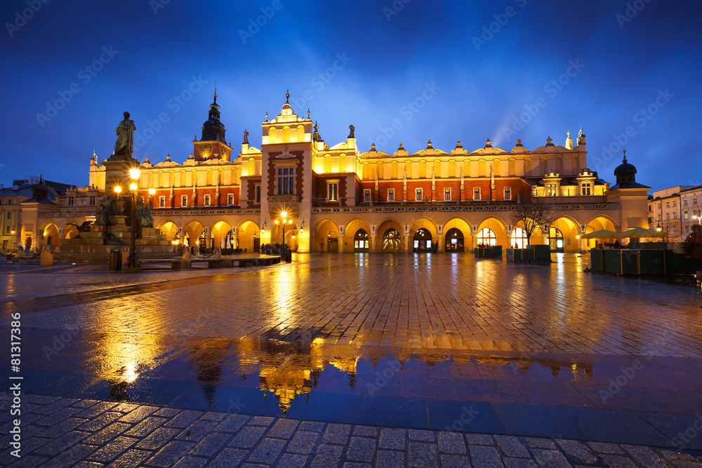 The Cloth Hall in the main square of Krakow, Poland.