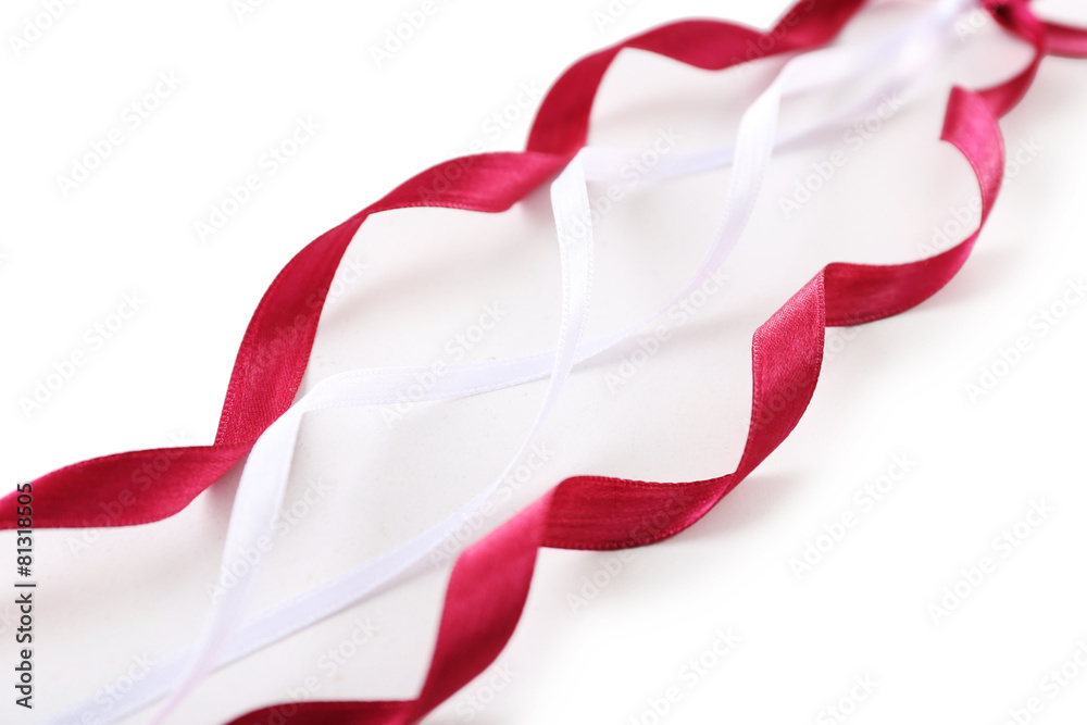 Colorful vinous and white ribbons isolated on white Colorful vinous and white ribbons isolated on white