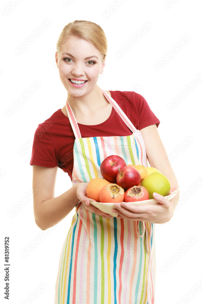 housewife or seller offering healthy fruit isolated housewife or seller offering healthy fruit isolated