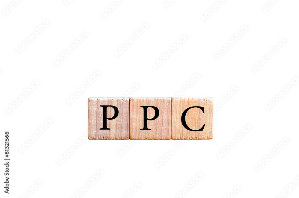 Acronym PPC - Pay per Click isolated with copy space Acronym PPC - Pay per Click isolated with copy space