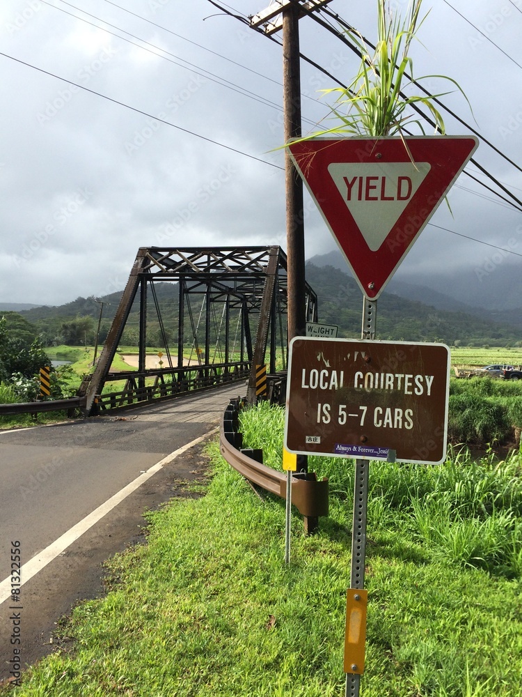 Onelane bridge in Hanalei, Kauai Stock Photo Adobe Stock